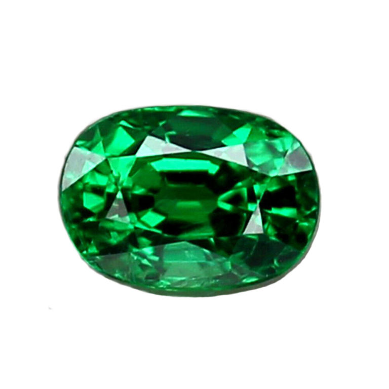 Grenat Tsavorite Vert Naturel Ovale 1,82 Carats - 7,4x6,2 Mm, Provenance Tanzanie, Neuf Avec étiquettes